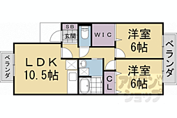 阪急京都本線 長岡天神駅 徒歩19分の賃貸アパート 1階2LDKの間取り