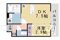 京都地下鉄東西線 椥辻駅 徒歩4分の賃貸アパート 1階1DKの間取り