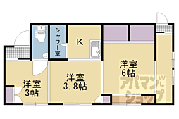 阪急京都本線 長岡天神駅 徒歩13分の賃貸マンション 1階3Kの間取り