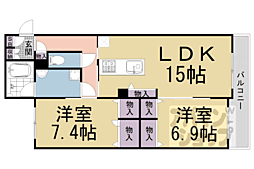 Ｓｔａｒ　Ｏ 2階2LDKの間取り