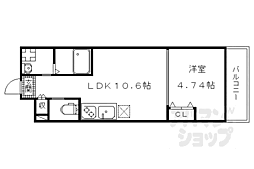 クオーレII納所 1階1LDKの間取り
