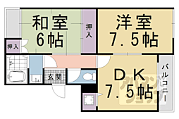 阪急京都本線 東向日駅 徒歩13分の賃貸マンション 4階2DKの間取り