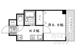 JR東海道・山陽本線 山科駅 徒歩3分の賃貸マンション 2階1Kの間取り