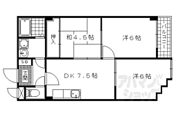 京都地下鉄東西線 椥辻駅 徒歩16分の賃貸マンション 4階3DKの間取り