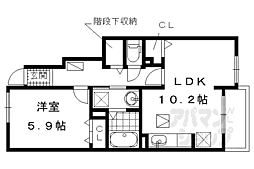 ファミール木幡 1階1LDKの間取り