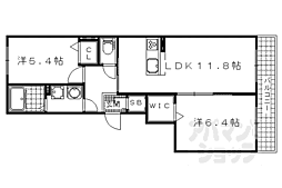 JR東海道・山陽本線 山科駅 徒歩15分の賃貸マンション 2階2LDKの間取り