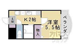 JR東海道・山陽本線 山科駅 徒歩3分の賃貸マンション 5階1Kの間取り