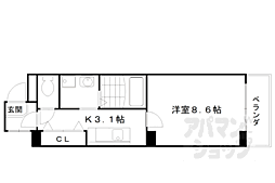 ドムスタレイア 3階1Kの間取り