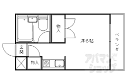 京阪京津線 四宮駅 徒歩9分の賃貸マンション 2階1Kの間取り