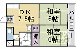 阪急京都本線 西向日駅 徒歩4分の賃貸マンション 3階2DKの間取り
