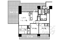 JR東海道・山陽本線 山科駅 徒歩3分の賃貸マンション 6階3LDKの間取り