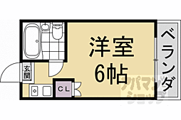 マンション賀園 1階1Kの間取り