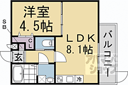 仮称）桃山水野左近西町新築アパート 1階1LDKの間取り