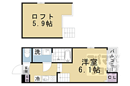 京都地下鉄東西線 椥辻駅 徒歩10分の賃貸アパート 1階1Kの間取り