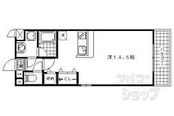 JR東海道・山陽本線 山科駅 徒歩6分の賃貸マンション 2階ワンルームの間取り