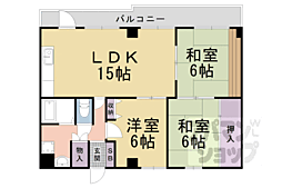 京都地下鉄東西線 東野駅 徒歩17分の賃貸マンション 2階3LDKの間取り