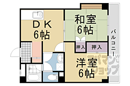 阪急京都本線 長岡天神駅 徒歩12分の賃貸マンション 2階2DKの間取り