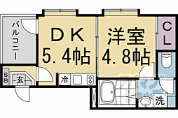 Ａｒｂｒｅ城南 201 2階1DKの間取り