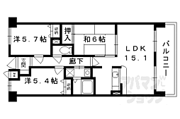 デミューズ木幡 3階3LDKの間取り