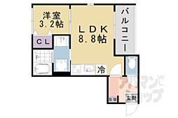 京阪京津線 四宮駅 徒歩4分の賃貸アパート 1階1LDKの間取り