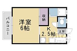 京都地下鉄東西線 東野駅 徒歩15分の賃貸アパート 1階1Kの間取り