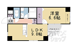 JR東海道・山陽本線 山科駅 徒歩9分の賃貸マンション 5階1LDKの間取り