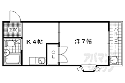 京都地下鉄東西線 東野駅 徒歩3分の賃貸マンション 2階1Kの間取り