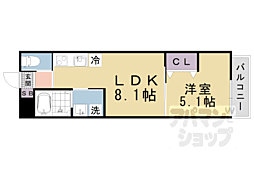 LEI椥辻 1LDKの間取図画像