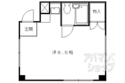 京都地下鉄東西線 御陵駅 徒歩15分の賃貸マンション 3階ワンルームの間取り