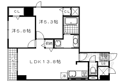 京都地下鉄東西線 東野駅 徒歩1分の賃貸マンション 3階2LDKの間取り
