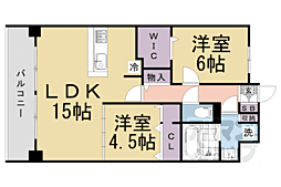 阪急京都本線 長岡天神駅 徒歩5分の賃貸マンション 2階2LDKの間取り