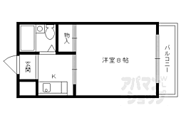 コート黄檗 2階1Kの間取り