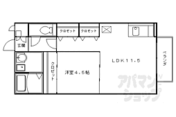 シューペリア 1階1LDKの間取り
