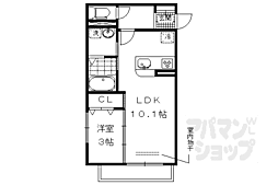 カーサ京町 2階1LDKの間取り