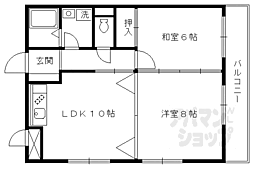リベラシオン稲荷 5階2LDKの間取り
