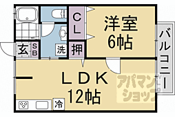 セジュール伊勢田 1LDKの間取図画像
