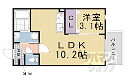 プライムコート伏見醍醐 203 2階1LDKの間取り