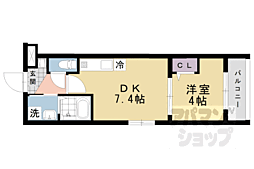 仮)CUORE城陽 1DKの間取図画像