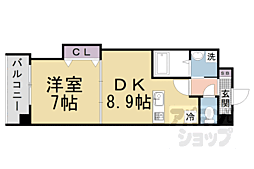 Luxe中書島 1DKの間取図画像