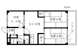 エクセル丹波橋 3DKの間取図画像