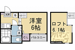 京都市伏見区桃山町西町アパート ワンルームの間取図画像