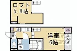 京都市伏見区桃山町西町アパート ワンルームの間取図画像