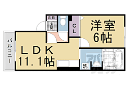 D-room白鳳 1LDKの間取図画像