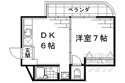 ピヴォット 1DKの間取図画像