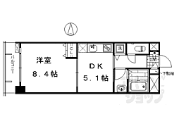 VitaRosa京都 1DKの間取図画像