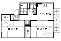 パレーシャル柳田 2DKの間取図画像