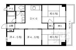 クレセント宇治 4DKの間取図画像