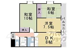 カワナカマンション 3DKの間取図画像