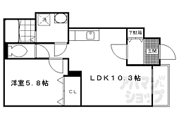 コンフォール菟道 1LDKの間取図画像