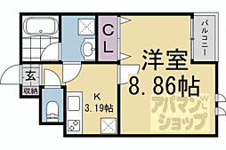 bleggero伏見 1Kの間取図画像